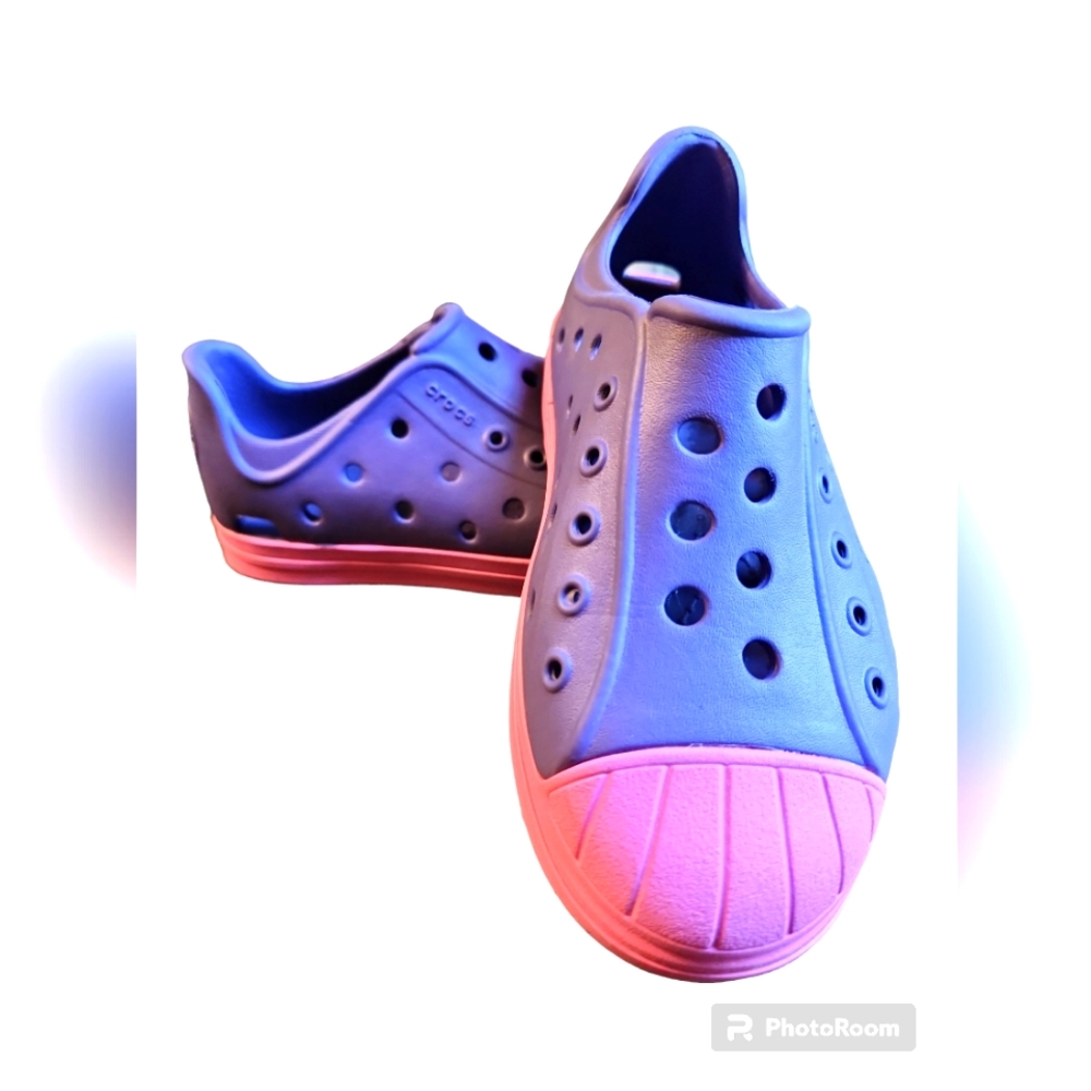 Crocs brand slip in purple/pink kids sz 9